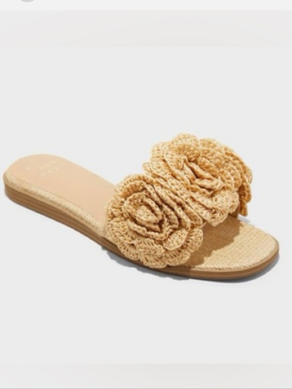 A New Day Soft Faux Raffia Flower Sandal W/Padded Footbed, Size 8